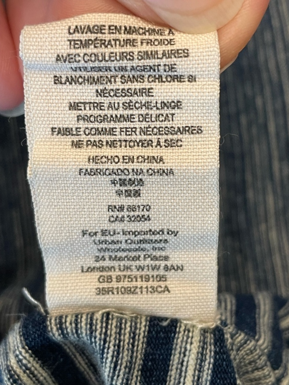 Free People Navy and White Striped Midi Dress Cotton Small -small hole see photo - Picture 7 of 7